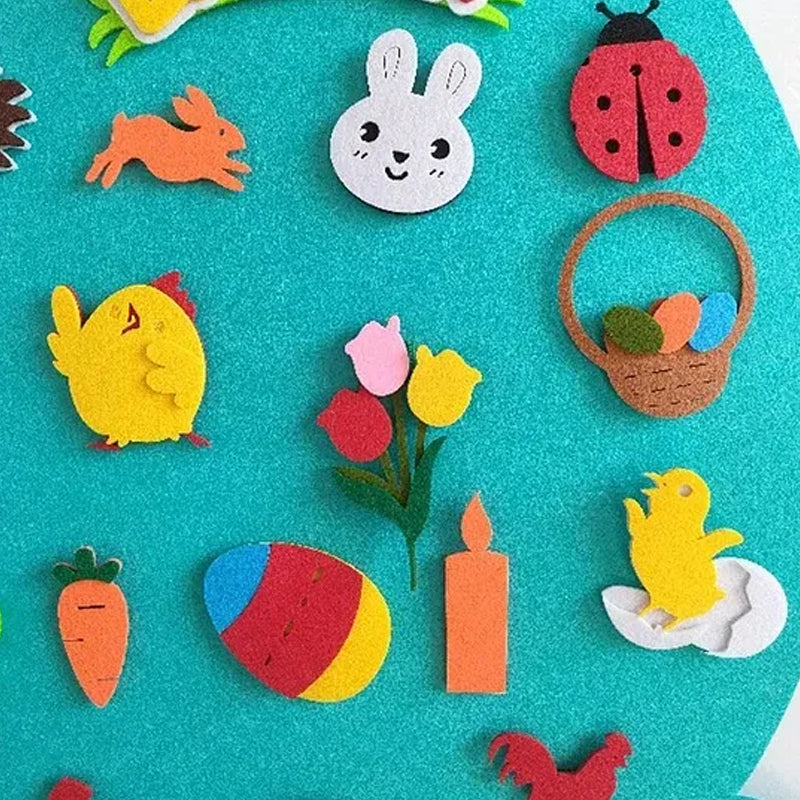 DIY Felt Pendant Rabbit Easter Kids Gift Cartoon Bunny Decor Wall Hanging