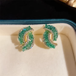 Fashion Cross Green Crystal Earrings