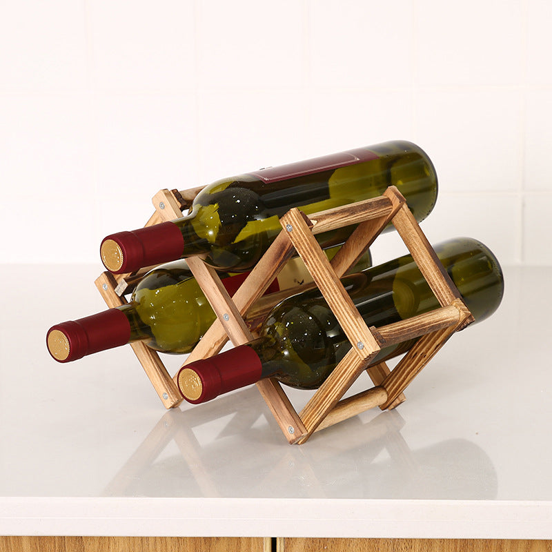 Foldable Free Standing Wooden Wine Rack