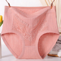 High Waist Leak Proof Lace Cotton Panties Plus Size Underwear For Women