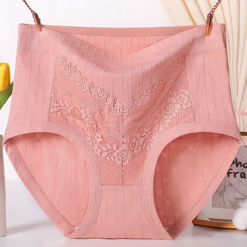 High Waist Leak Proof Lace Cotton Panties Plus Size Underwear For Women