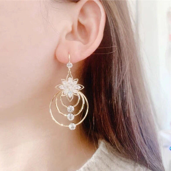 Lotus Zirconia Hoop Earrings