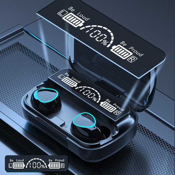 Waterproof True Wireless Stereo Bluetooth Earbuds with Smart LED Display and Big Battery