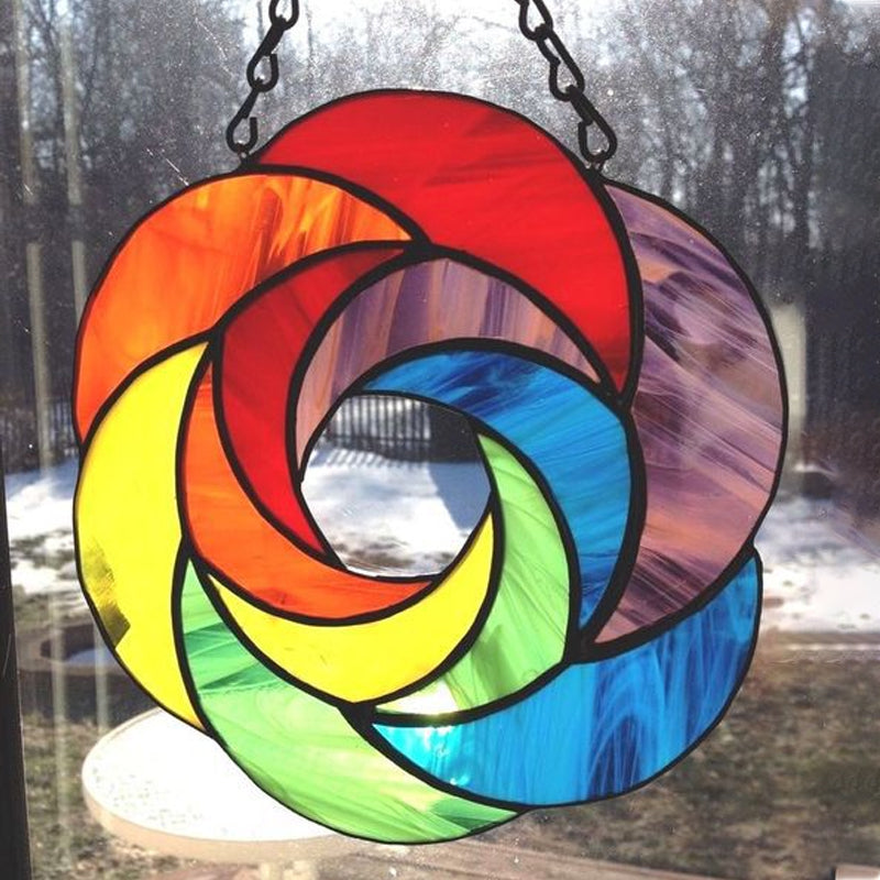 Stained Rainbow Window Panel Hanging Suncatcher