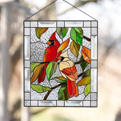 Cardinal Stained Glass Window Panel