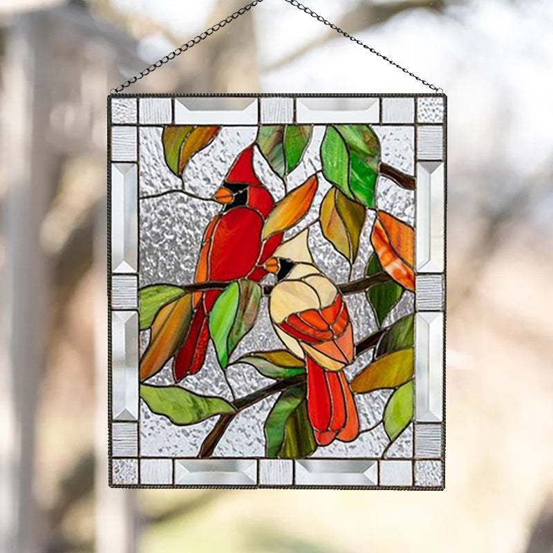 Cardinal Stained Glass Window Panel