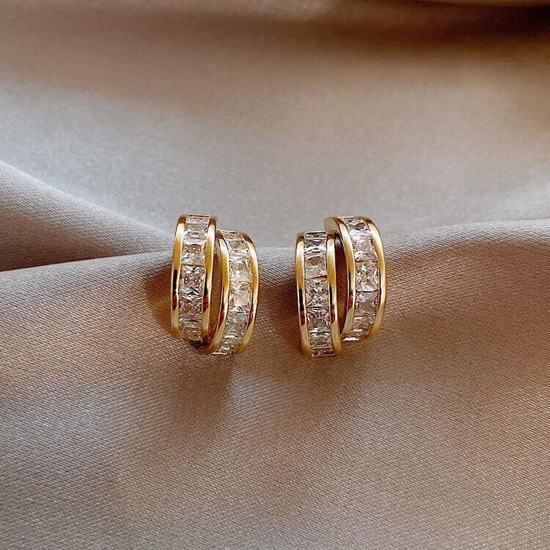 Simple C-shaped Diamond Earrings