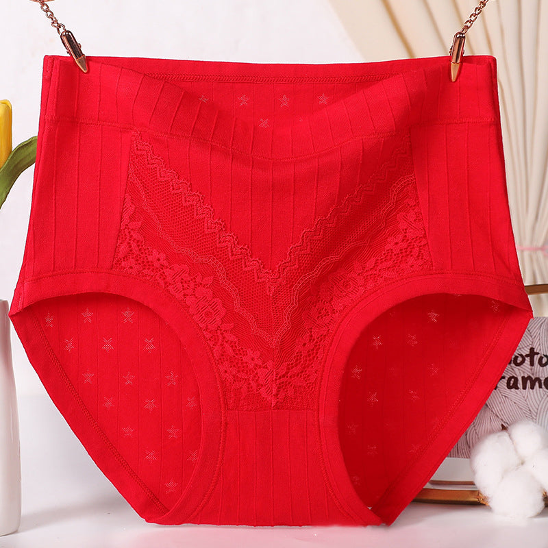 High Waist Leak Proof Lace Cotton Panties Plus Size Underwear For Women