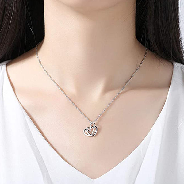 Double Heart Pendant Necklace Frosted