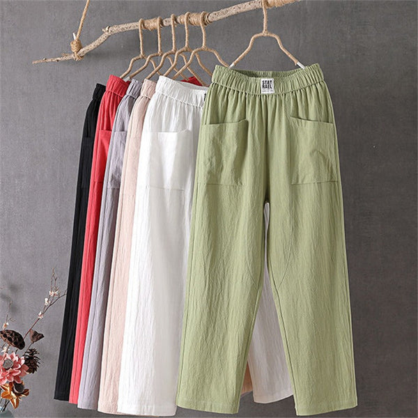 Women's Cotton Linen Breathable Loose Trousers