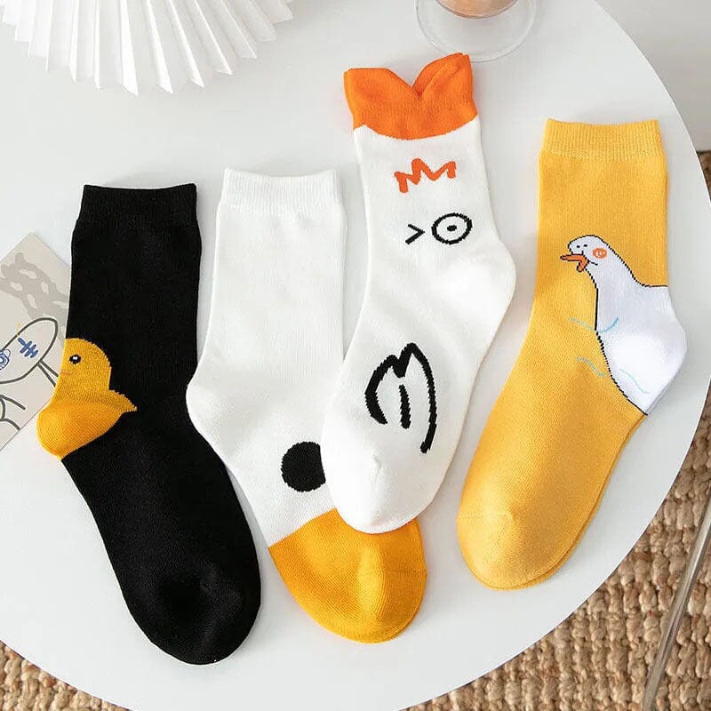 4 Pairs Funny Goose Game Socks Untitled Animal Novelty Cotton Hosiery