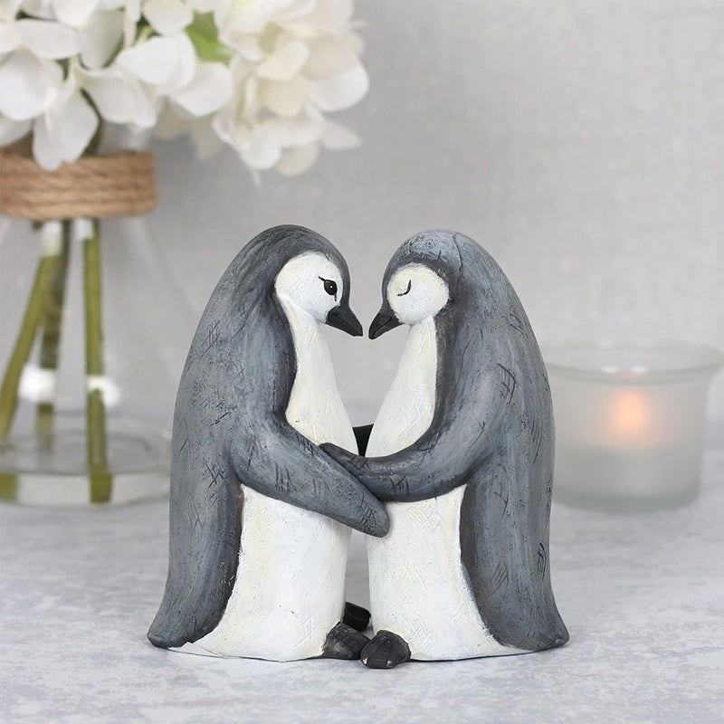 Animal Love Couple Cuddling Pair Figurine - Valentine's Sculptures Decor