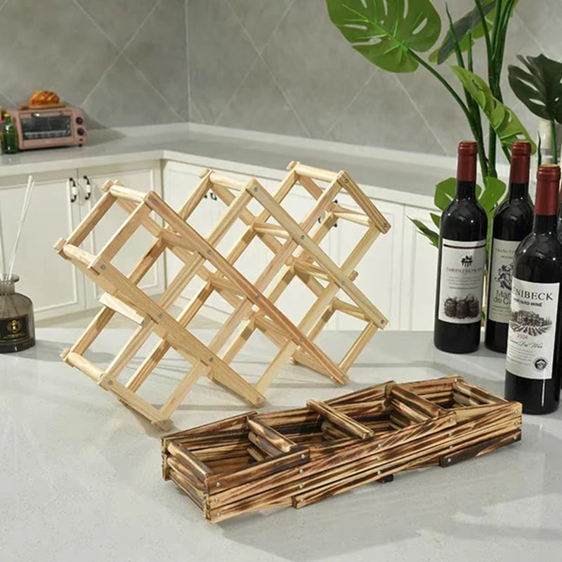 Foldable Free Standing Wooden Wine Rack