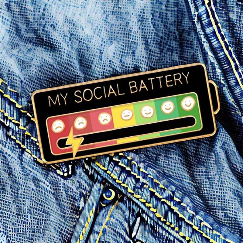 Interactive Mood Pins Social Battery Brooch