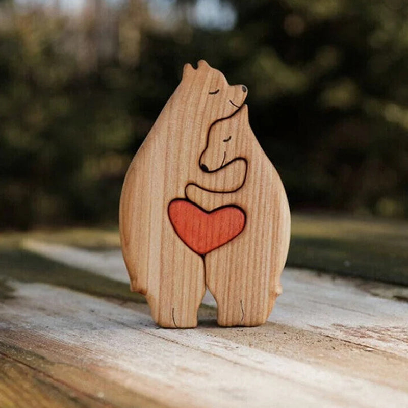 DIY Wooden Family Hug Puzzle Ornament - Warm Gift