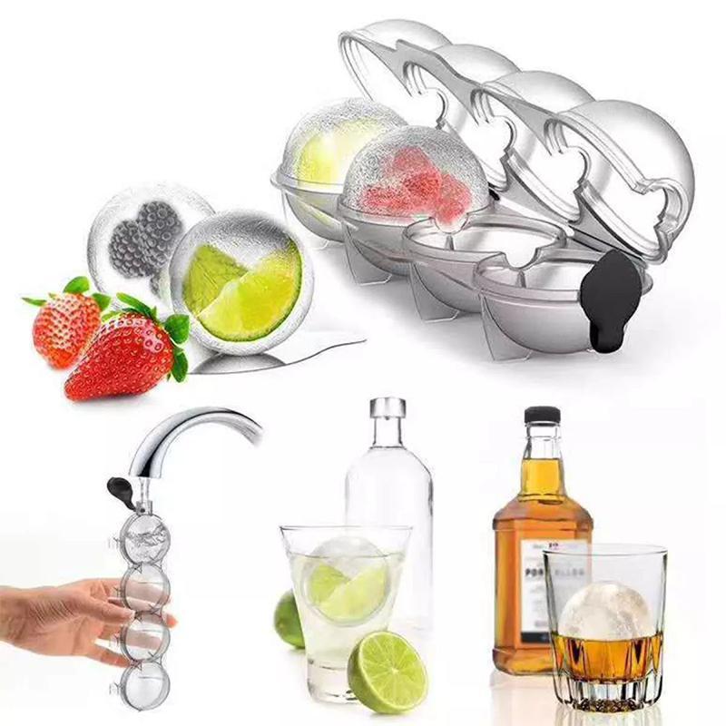 Round Circular Ice Ball Maker Mold - 4 Perfect Refreshing Ice Sphere Cube Balls