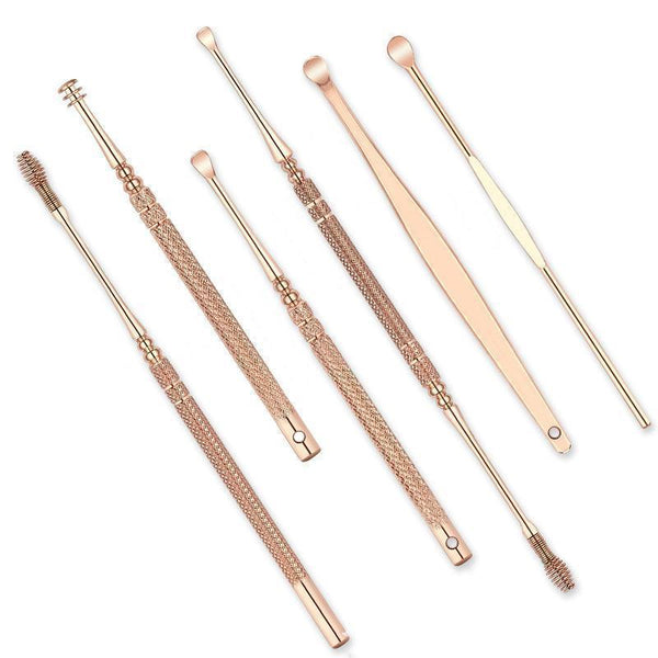 6pcs Stainless Steel Rose Gold Ear Picks Set