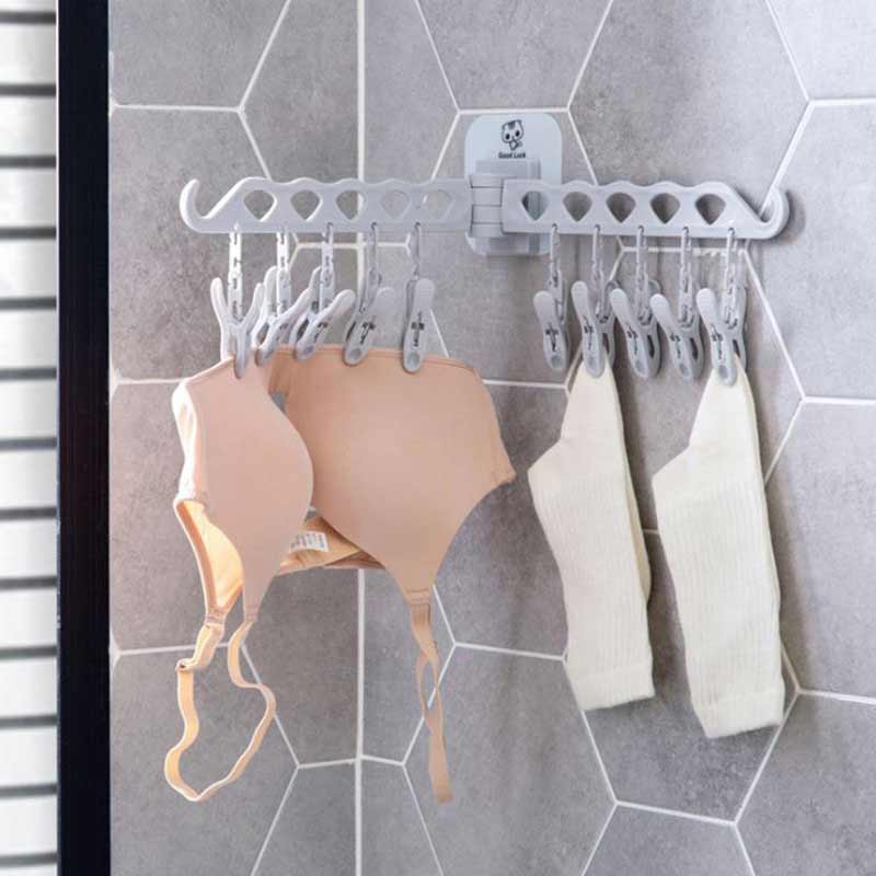 Travel Portable Folding Clothes Clips Rack