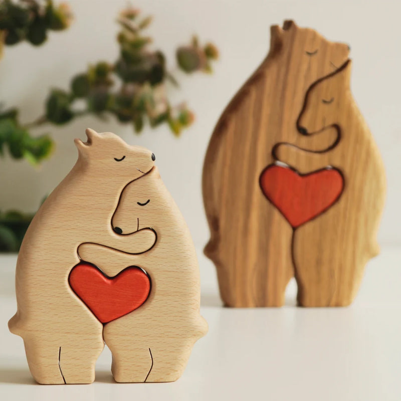 DIY Wooden Family Hug Puzzle Ornament - Warm Gift