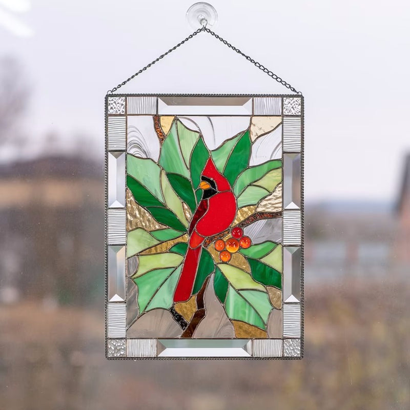 Cardinal Stained Glass Window Panel