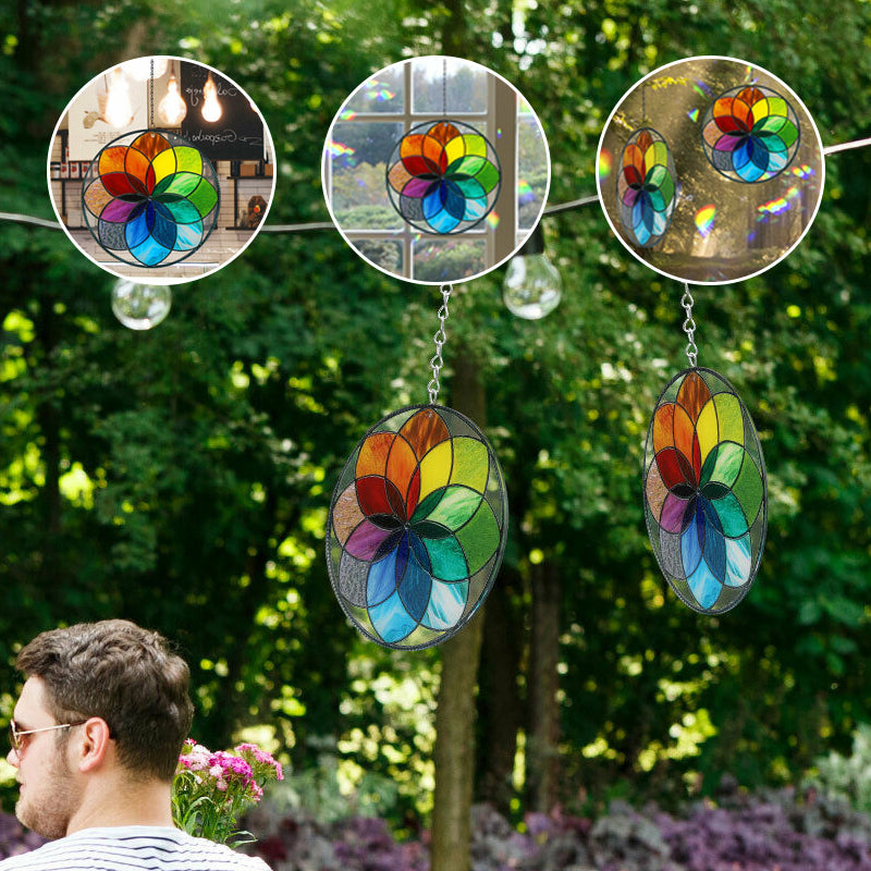 Stained Rainbow Window Panel Hanging Suncatcher