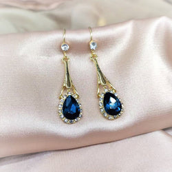 Elegant Geometry Crystal Long Inlaid Rhinestone Dangle Earrings