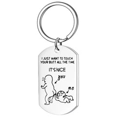 Stainless Steel Funny Spoof Keychain Naughty Love Gift