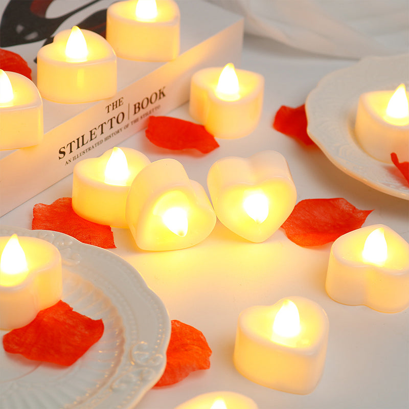 24pcs Romantic LED Heart-shaped Electronic Flameless Candle Lights