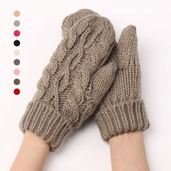 Diamond-shaped Finger-covered Woolen Gloves