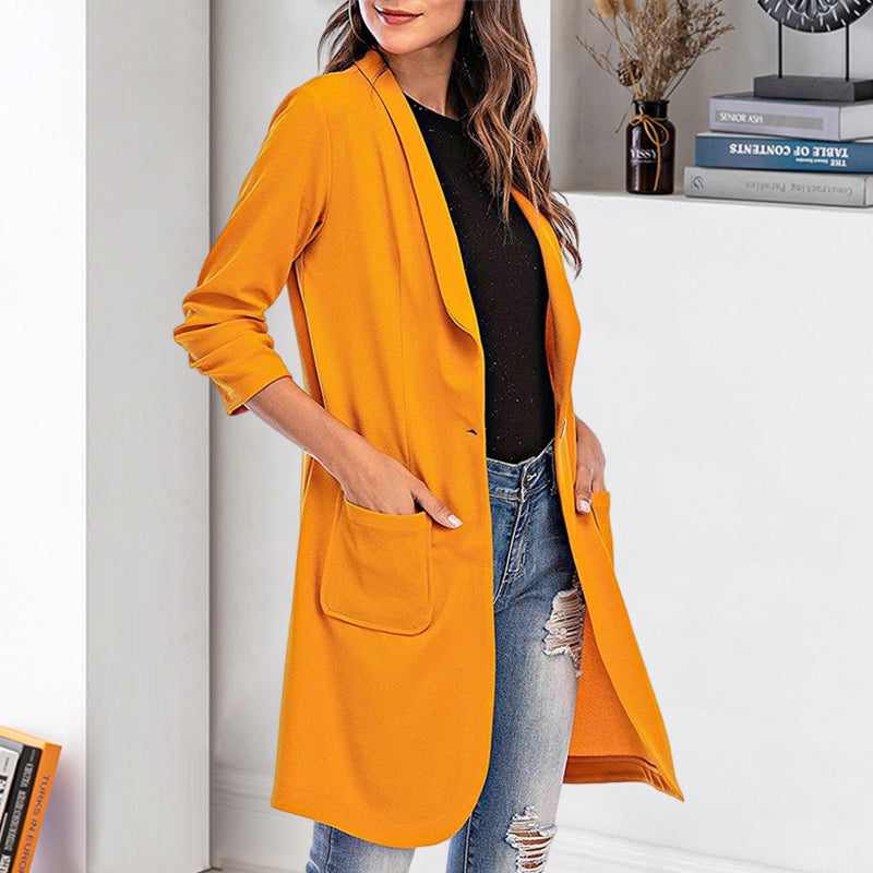 Women's Casual Slim Fit 3/4 Sleeve Long Blazer