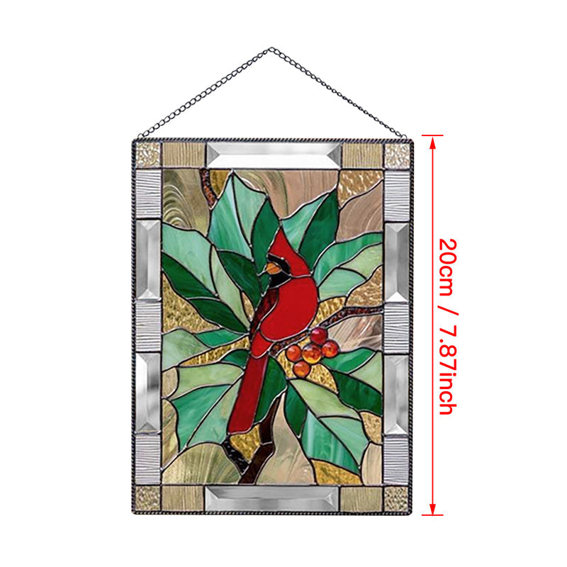 Cardinal Stained Glass Window Panel