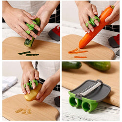 Two finger shaved fruit peeler