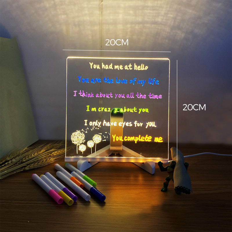 Acrylic LED Writing Message Board with Holder and 7 Colored Markers