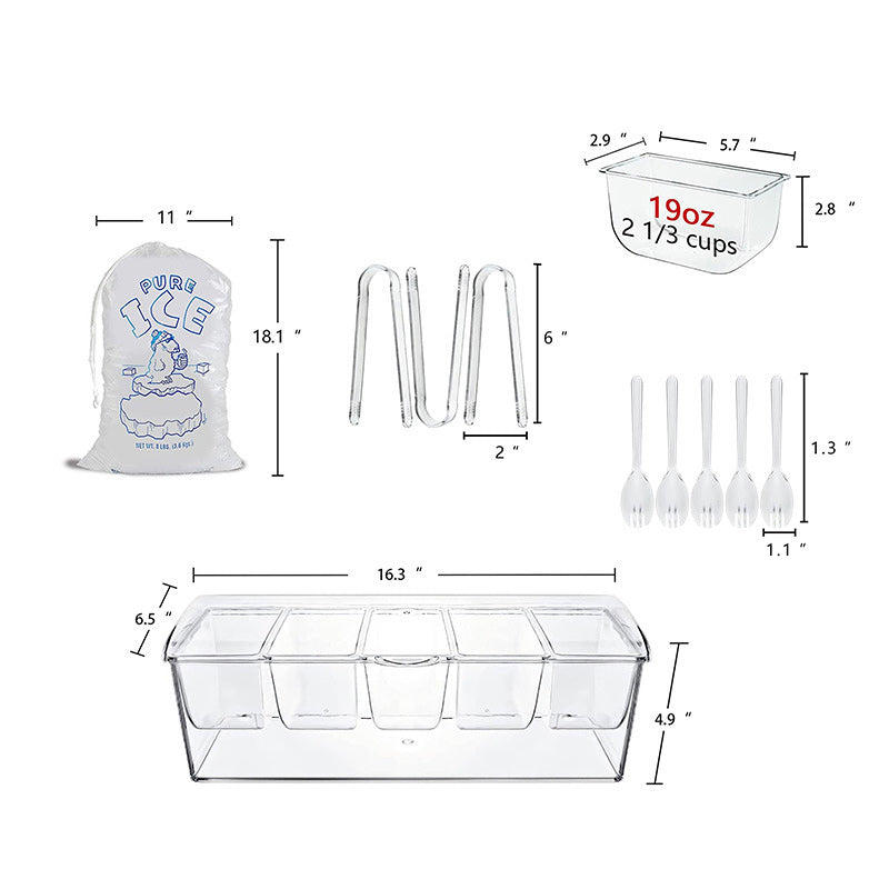 Ice Chilled Condiment Tray Set