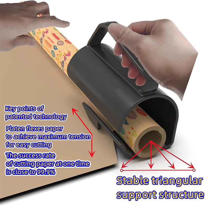 Removable handle wrapping paper cutter