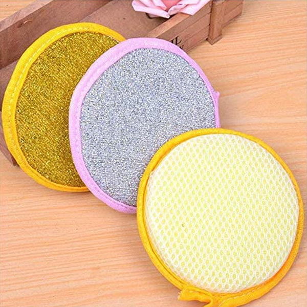 Multi-Purpose Kitchen Double Side Round Dishwashing Sponge (5 pcs)