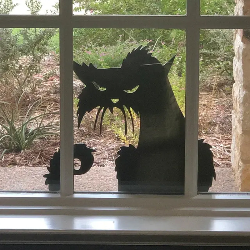 Angry Cat Metal Halloween Decor