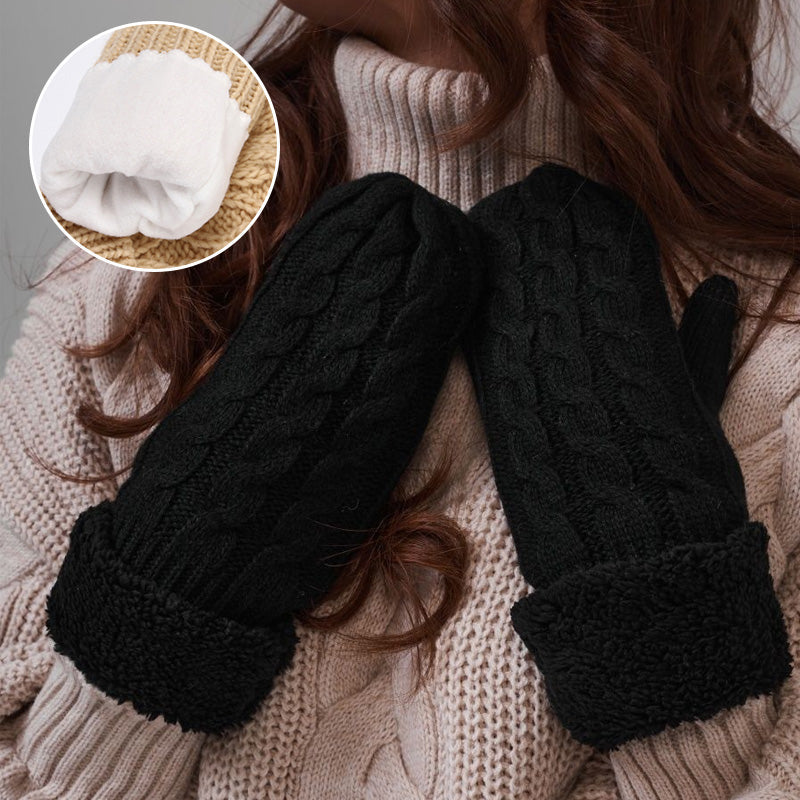 Diamond-shaped Finger-covered Woolen Gloves