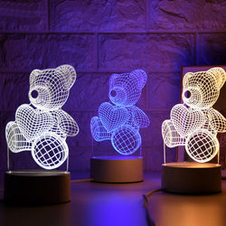 3D Love Bear Night Light