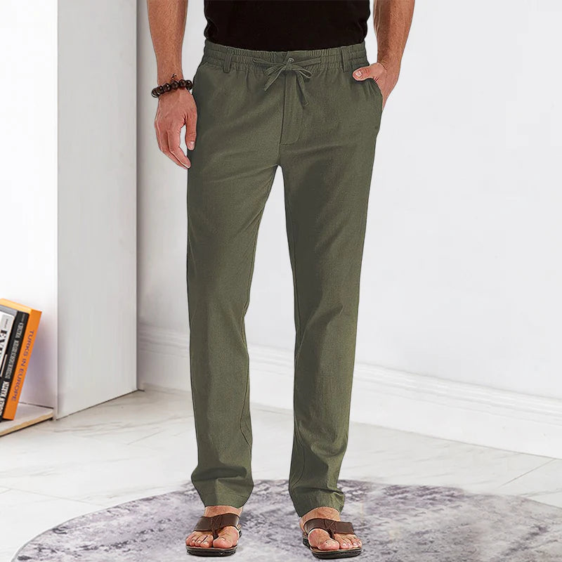 Men's Casual Pants Elastic Waist Drawstring Cargo Trousers