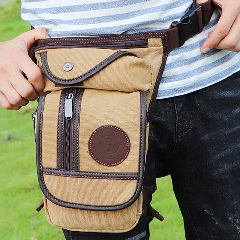 Casual Canvas Waist Bag, Full Fanny Pack Multi-Pocket Belt Bag Unisex