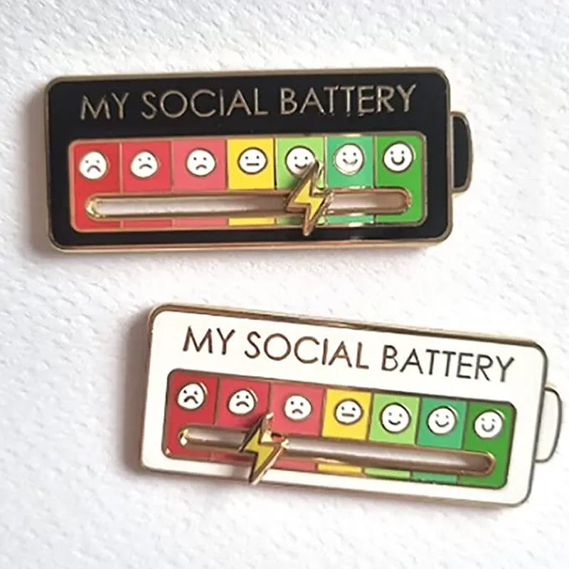 Interactive Mood Pins Social Battery Brooch