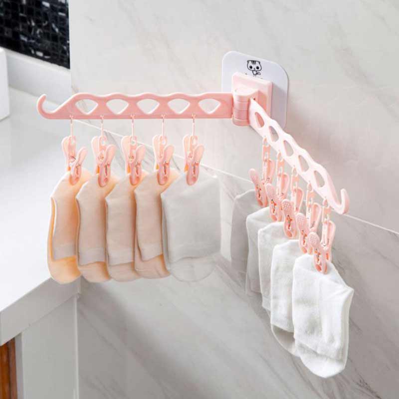 Travel Portable Folding Clothes Clips Rack