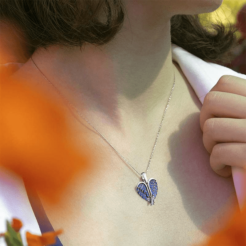 Heart & Angel Wings Pendant Necklace