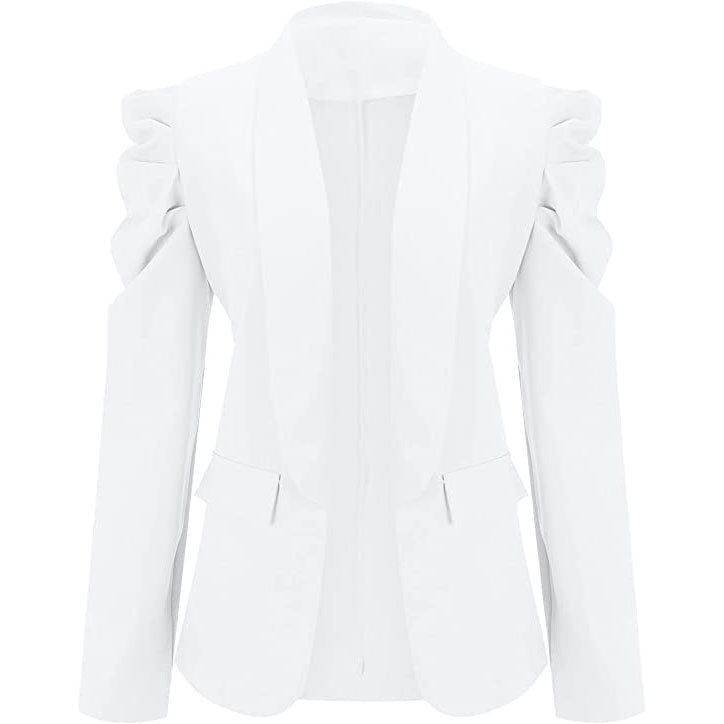 Women's Casual Lapel Blazer Puff Sleeve Open Front Work Blazer Suit