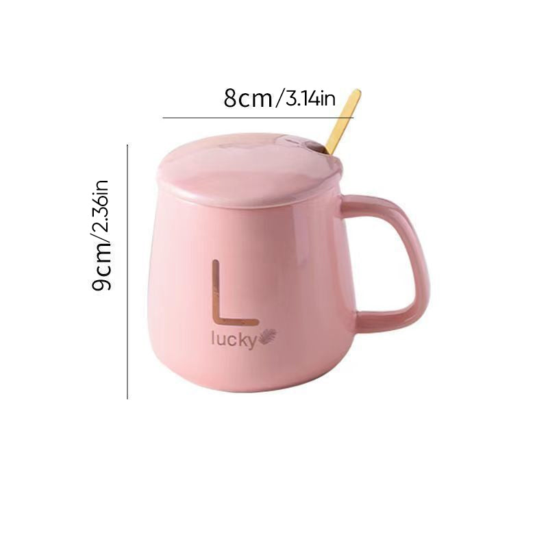 Large-Capacity Ceramic Mug with Lid and Spoon Coffee Cup Gift Set