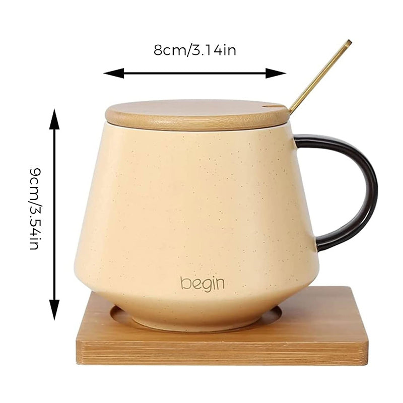 Personality Solid Color Mug with Lid and Spoon