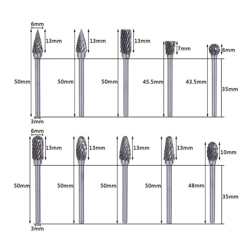 Premium Tungsten Steel Carbide Rotary Burr Set