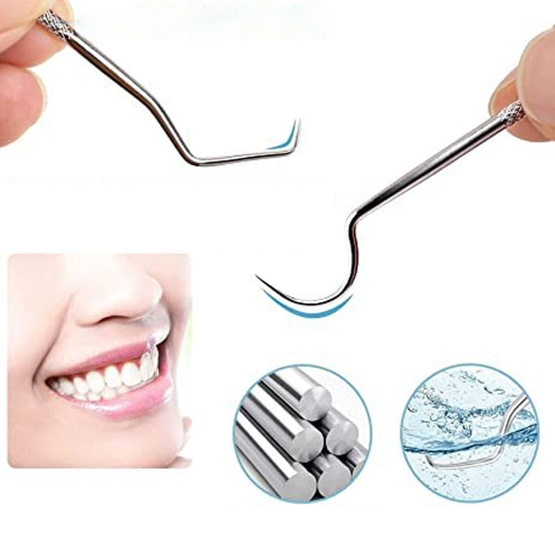 8pcs Portable Stainless Steel Toothpick Set Reusable Oral Cleaning Kit