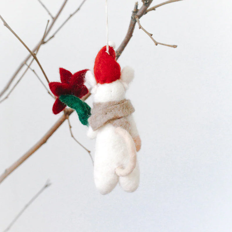 Felt Mouse and Pumpkin Ornament